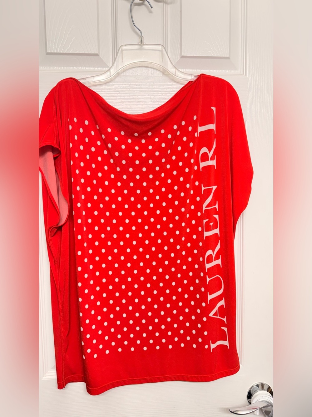 Ralph Lauren Red Polka Dot Boatneck Tunic with Side Logo